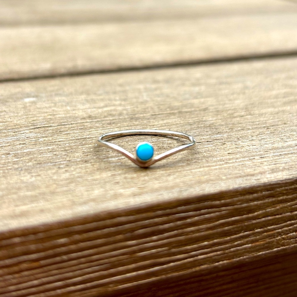 Turquoise Silver arch Ring